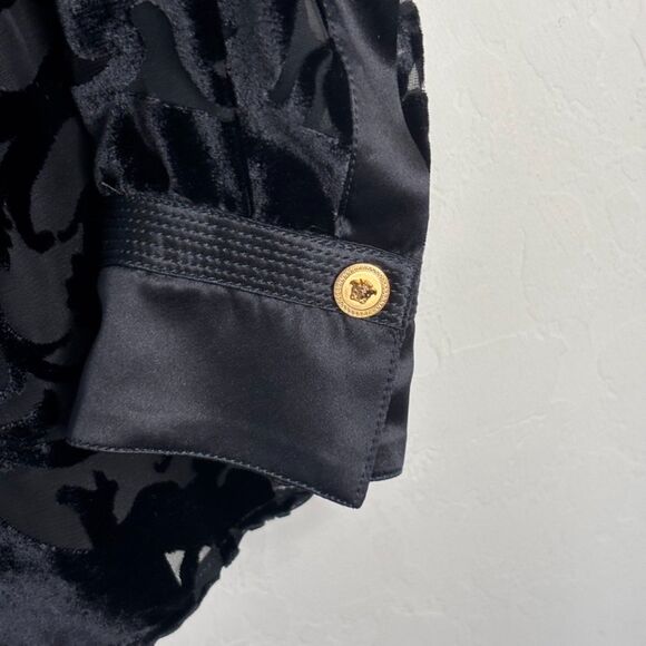 Versace Black Velvet Sheer Shirt - Picture 3 of 7